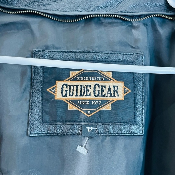 Guide Gear Genuine Leather Bomber Jacket Men Size Small Black Pockets - Picture 3 of 10